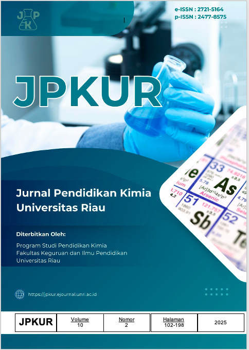 					View Vol. 10 No. 2 (2025): Juli: Jurnal Pendidikan Kimia Universitas Riau
				